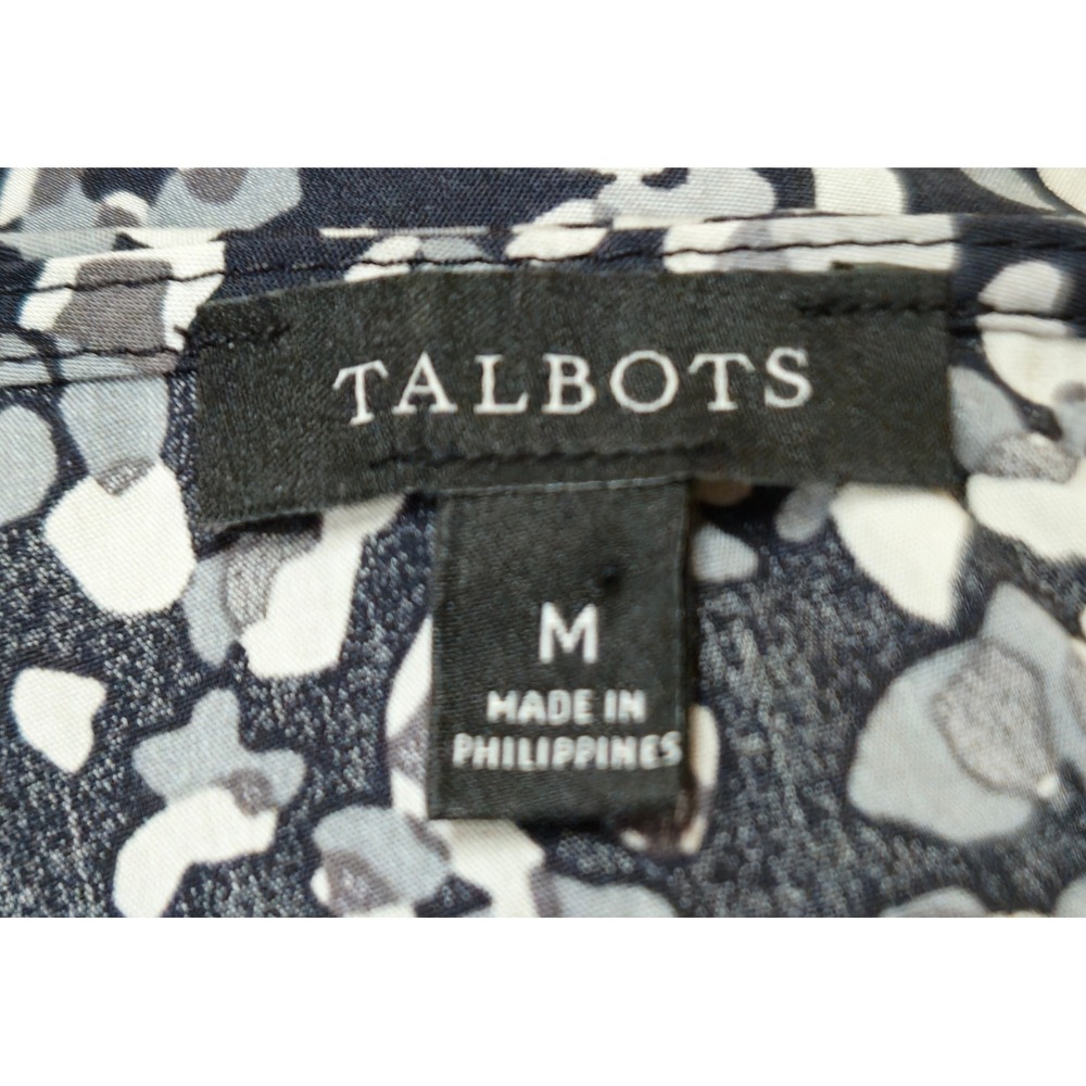 Black/White/Gray Talbots‎ Abstract Leopard Print 3/4 Sleeve Pullover Top Size M - Picture 6 of 7